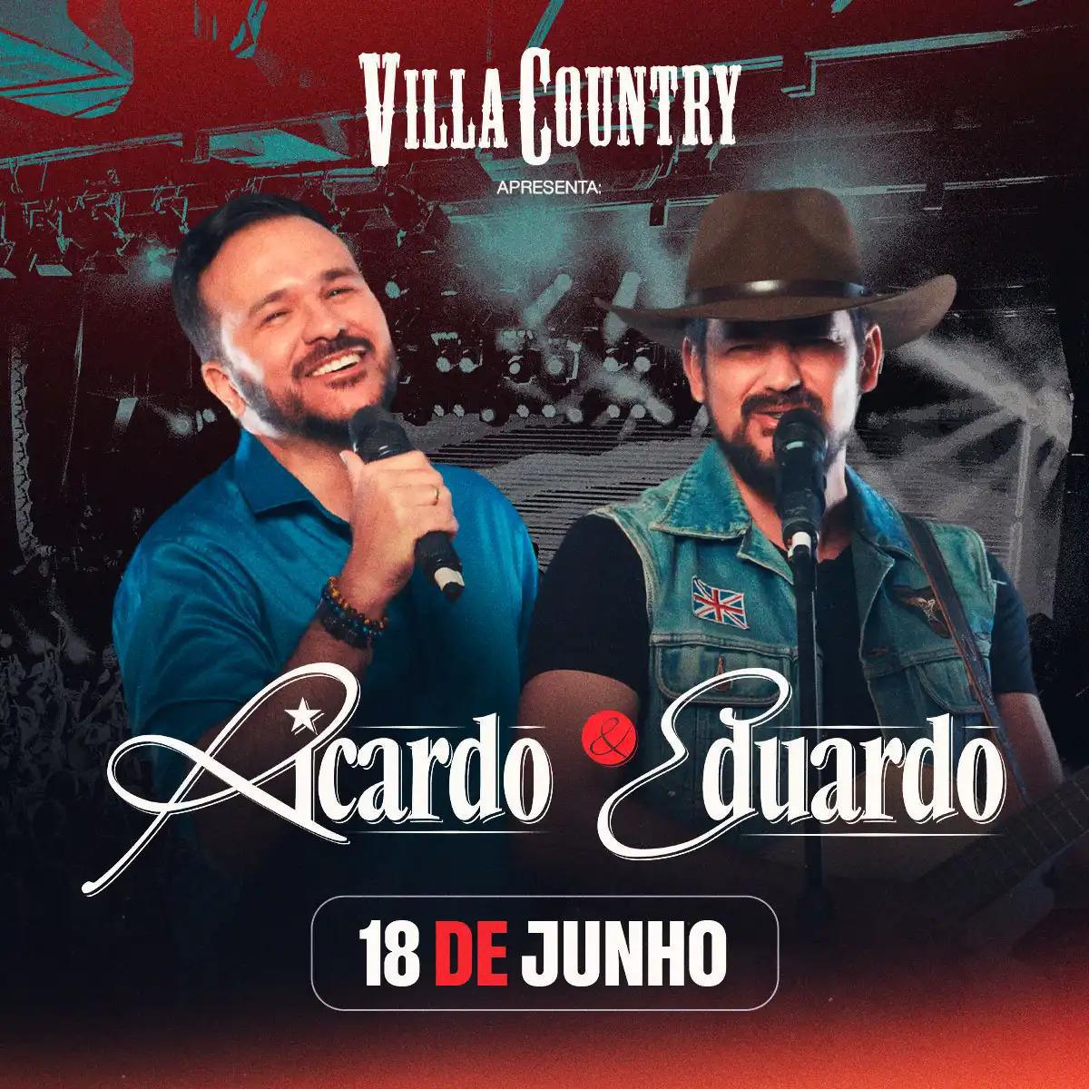 A dupla Ricardo e Eduardo informa que realizará normalmente sua apresentação no Villa Country nesta quinta-feira, 18 de junho, às 22h. A dupla Ricardo e Eduardo informa que realizará normalmente sua apresentação no Villa Country nesta quinta-feira, 18 de junho, às 22h.