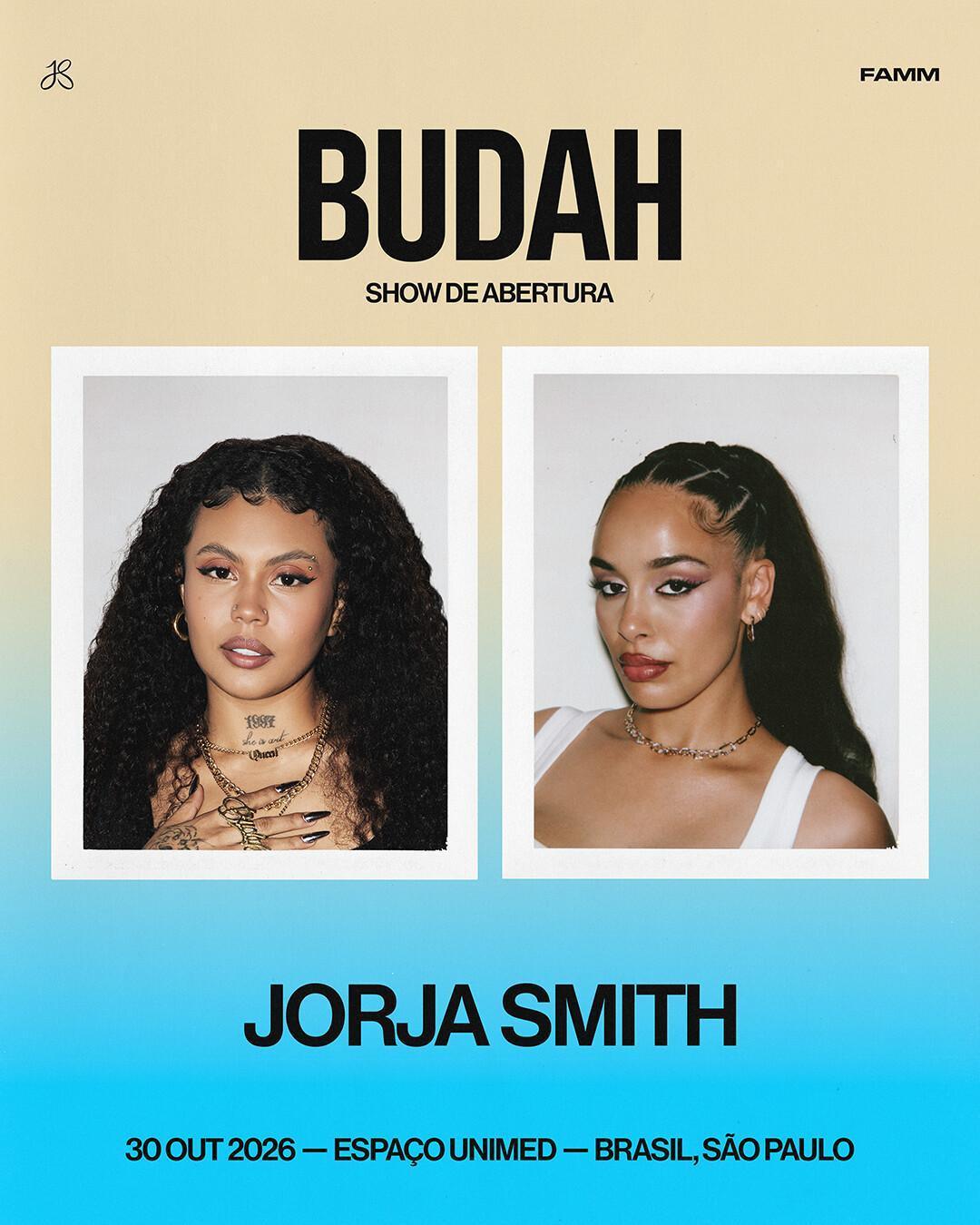BUDAH abre show de Jorja Smith em São Paulo no dia 30 de outubro BUDAH abre show de Jorja Smith em São Paulo no dia 30 de outubro