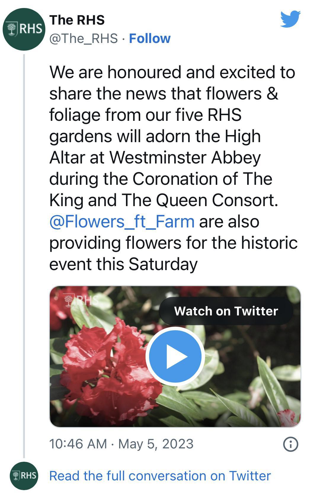 Flowers at the Coronation Service of The King and The Queen Consort