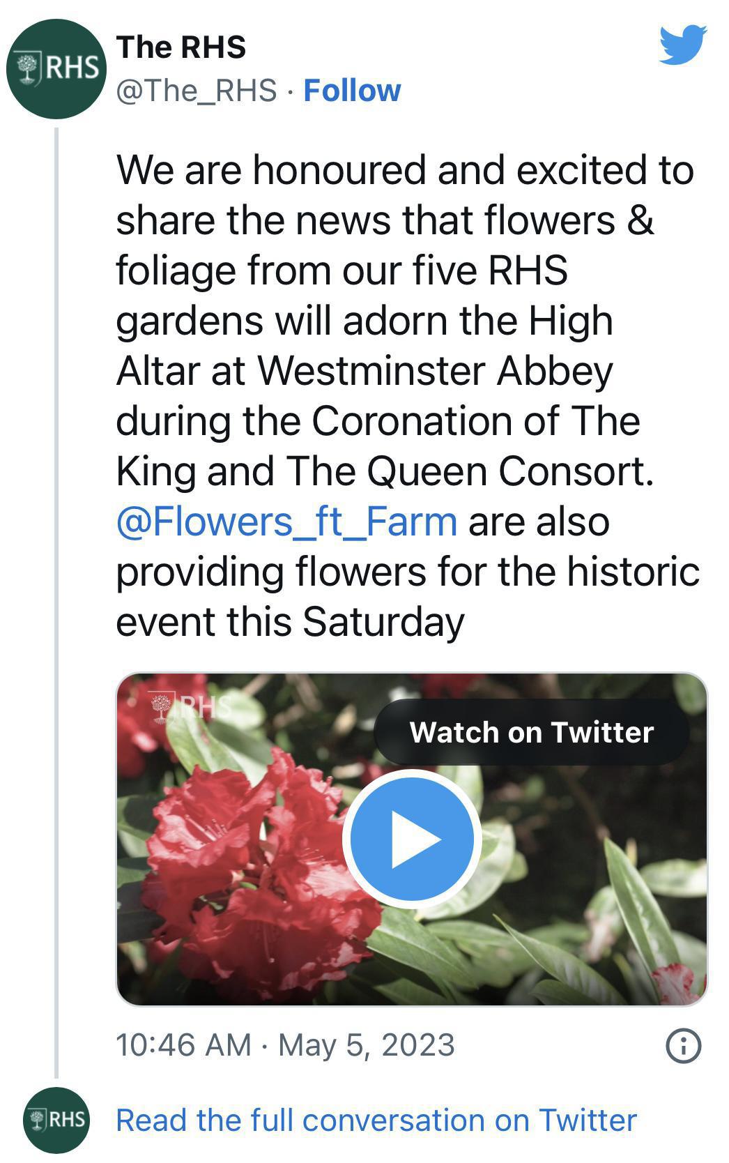 Flowers at the Coronation Service of The King and The Queen Consort Flowers at the Coronation Service of The King and The Queen Consort