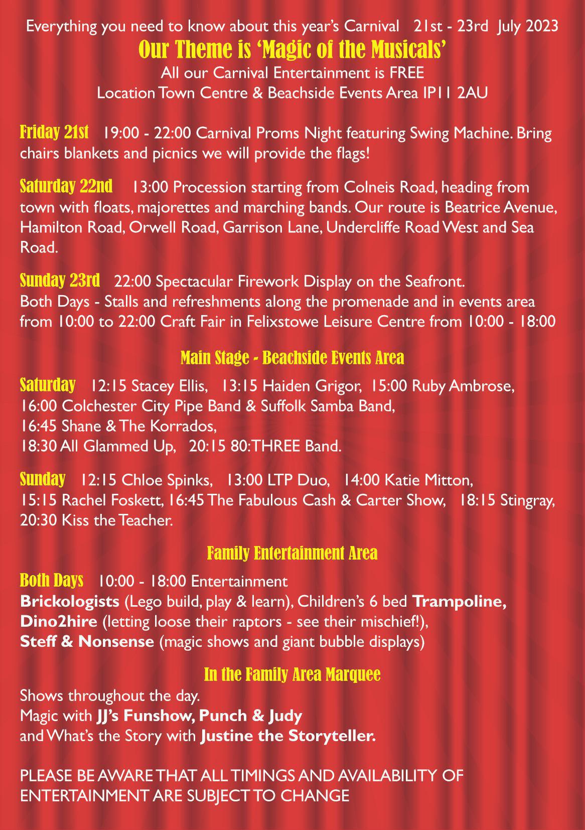 Felixstowe Carnival 2023 ‘Magic of The Musicals’ Felixstowe Carnival 2023 ‘Magic of The Musicals’