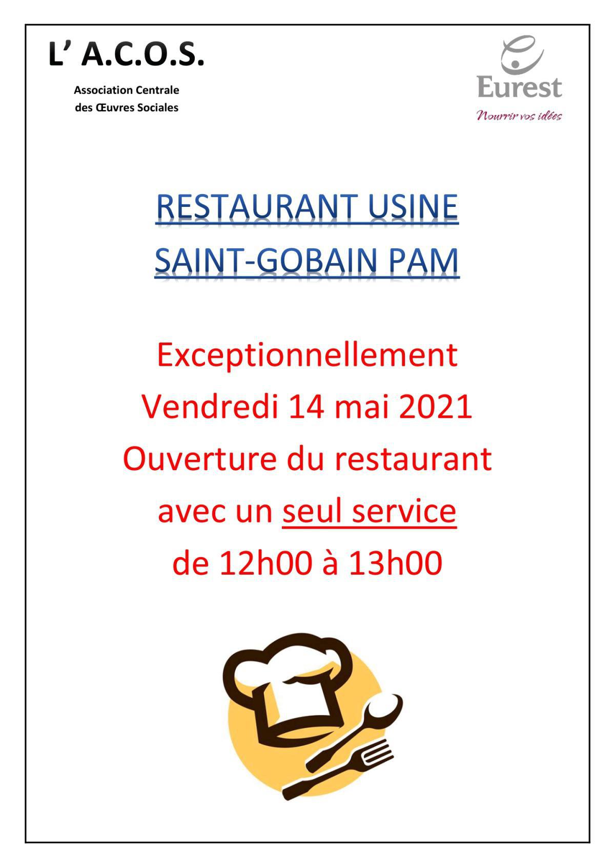 Horaire spéciale restaurant de Pont-à-Mousson vendredi 14 mai 2021