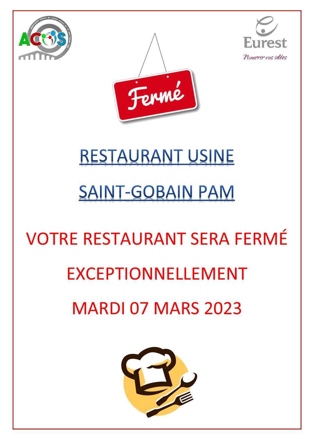 7 mars, fermeture du restaurant d'entreprise