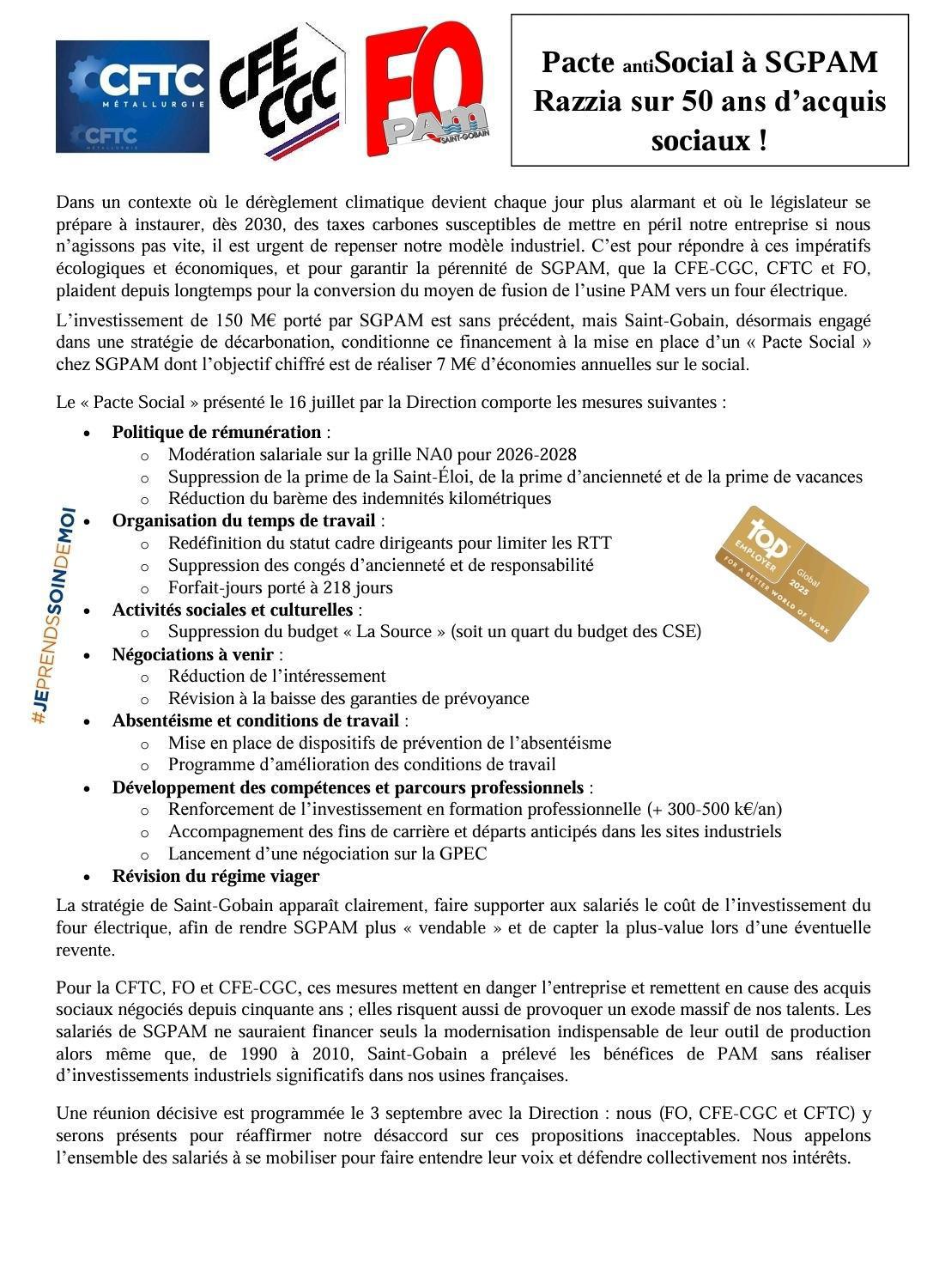 Pacte anti-social à PAM. Razzia sur 50ans d'acquis sociaux !