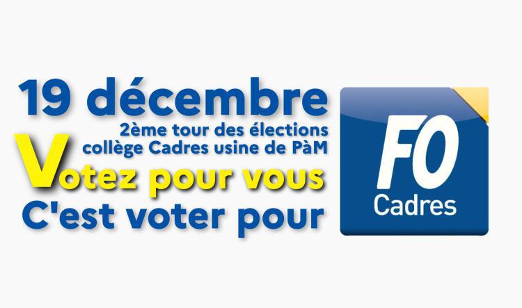 🔵 Votez FO Cadres | 2ème tour de l'élection CSE, collège Cadres à l'usine de PàM