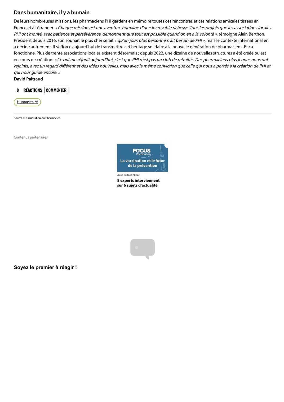 On parle de nous dans Le Quotidien du pharmacien