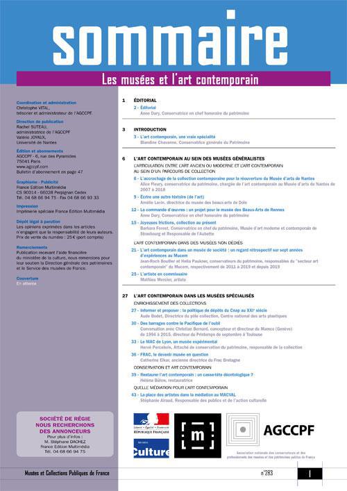 N°283 • 2020 - Les musées et l'art contemporain