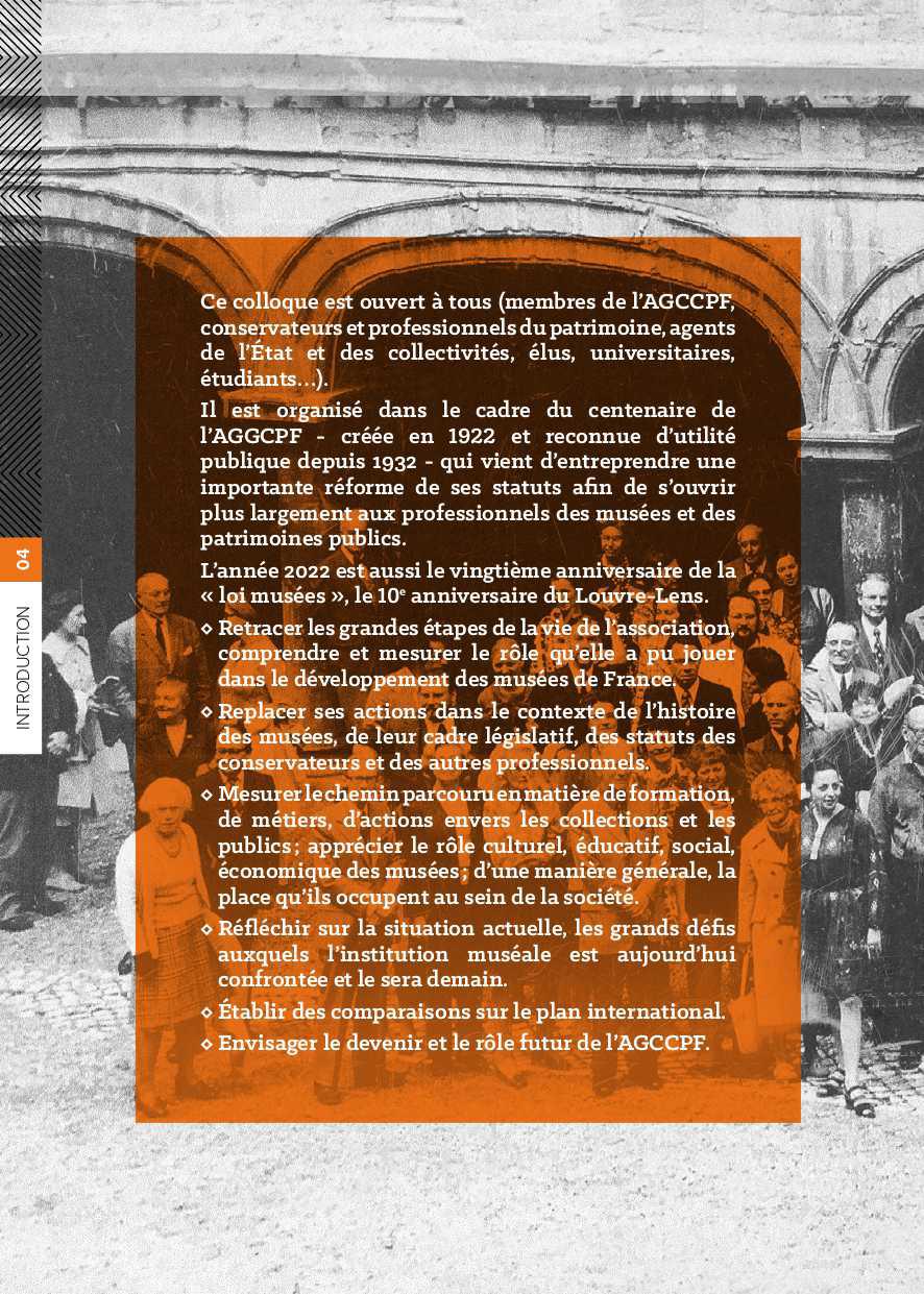 CENTENAIRE DE L’AGCCPF : UNE COMMEMORATION 1922-2022 - COLLOQUE EN HAUTS-DE-FRANCE DU 18 AU 21 OCTOBRE 2022