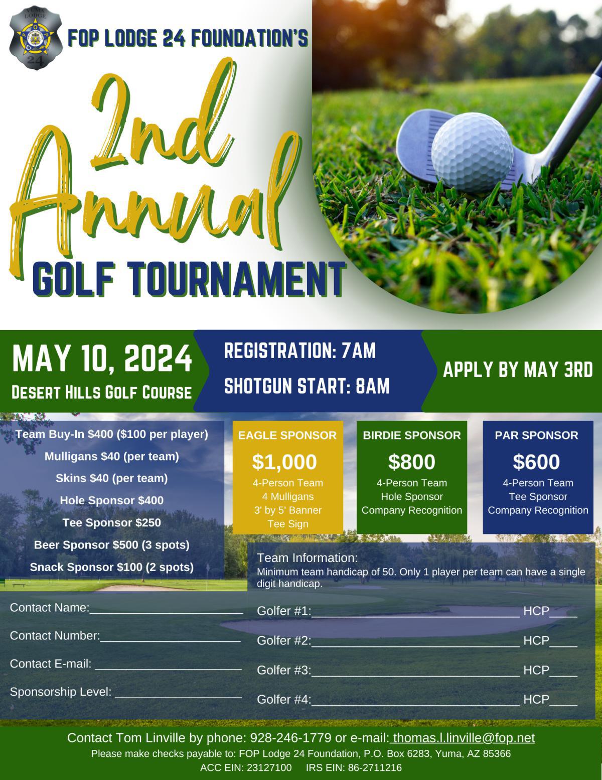 Golf Tournament Deadline