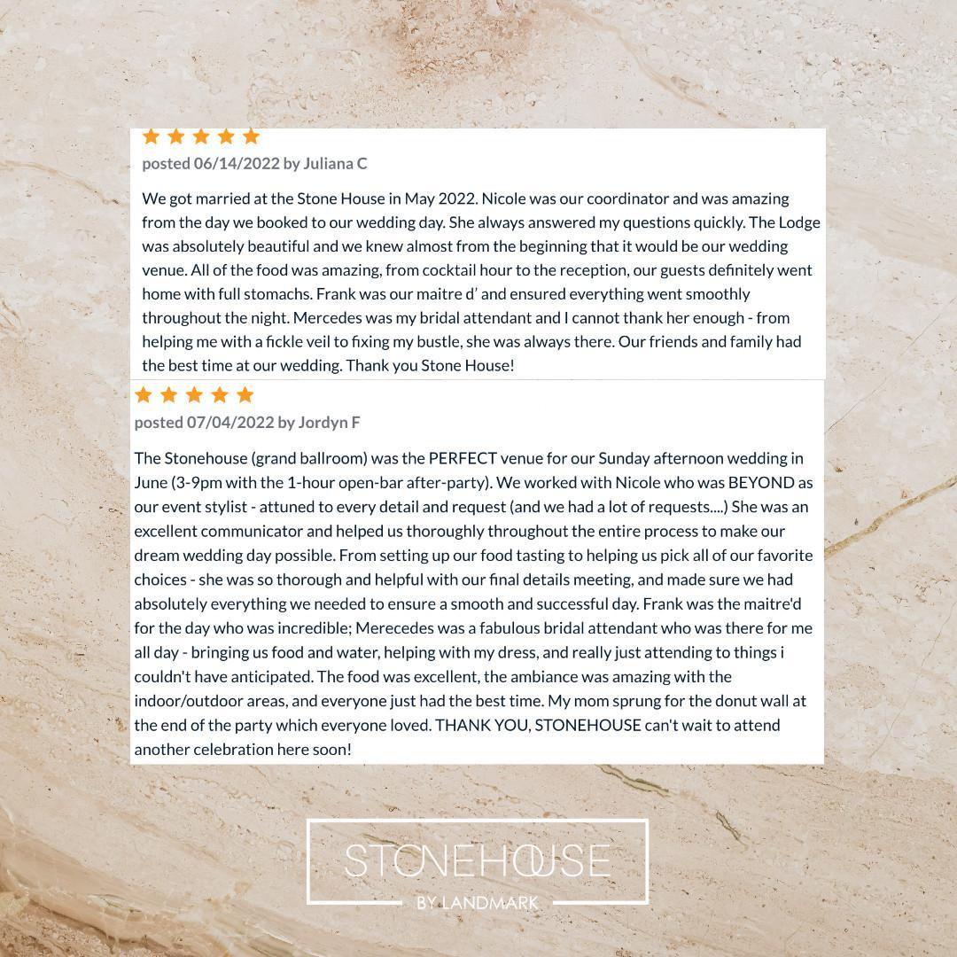 Testimonial Tuesday about Stone House! 💍