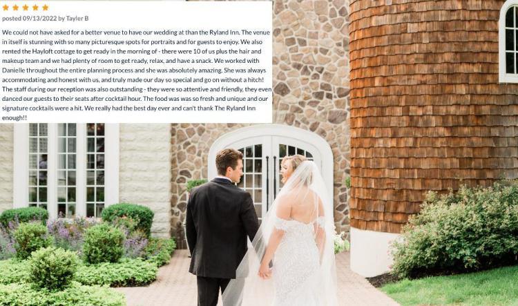 Testimonial Tuesday about The Ryland Inn! 💍