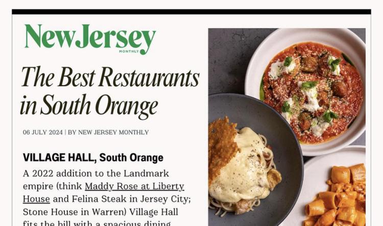 Village Hall Named Best Restaurant in South Orange!