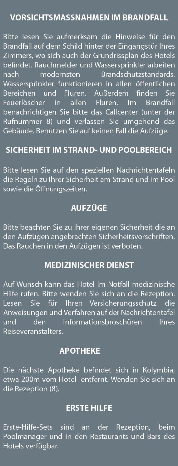 Sicherheit und Notfällen