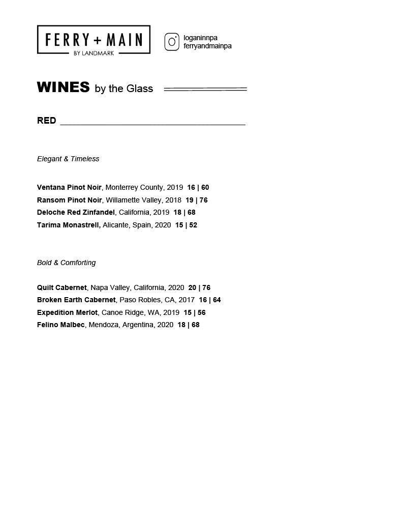 drinks menu