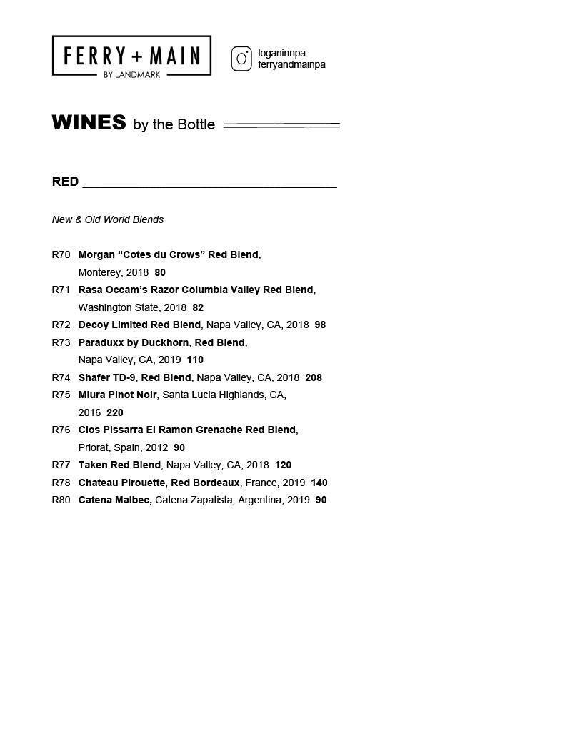 drinks menu