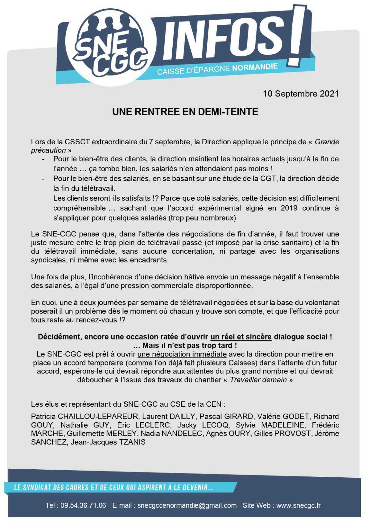 TRACT DE SEPTEMBRE : Une rentrée en demi-teinte !