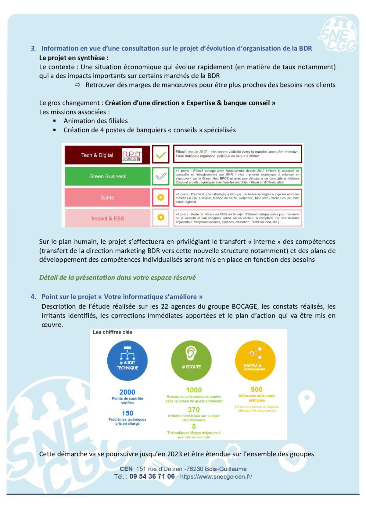 CSE du 22 Septembre : Ce qui a été traité