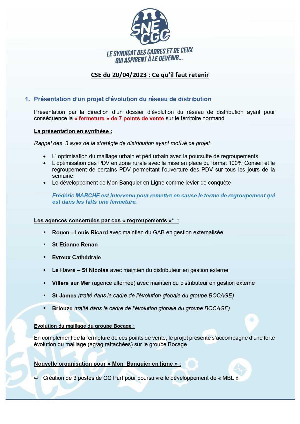 CSE du 20 avril : Ce qu'il faut retenir CSE du 20 avril : Ce qu'il faut retenir