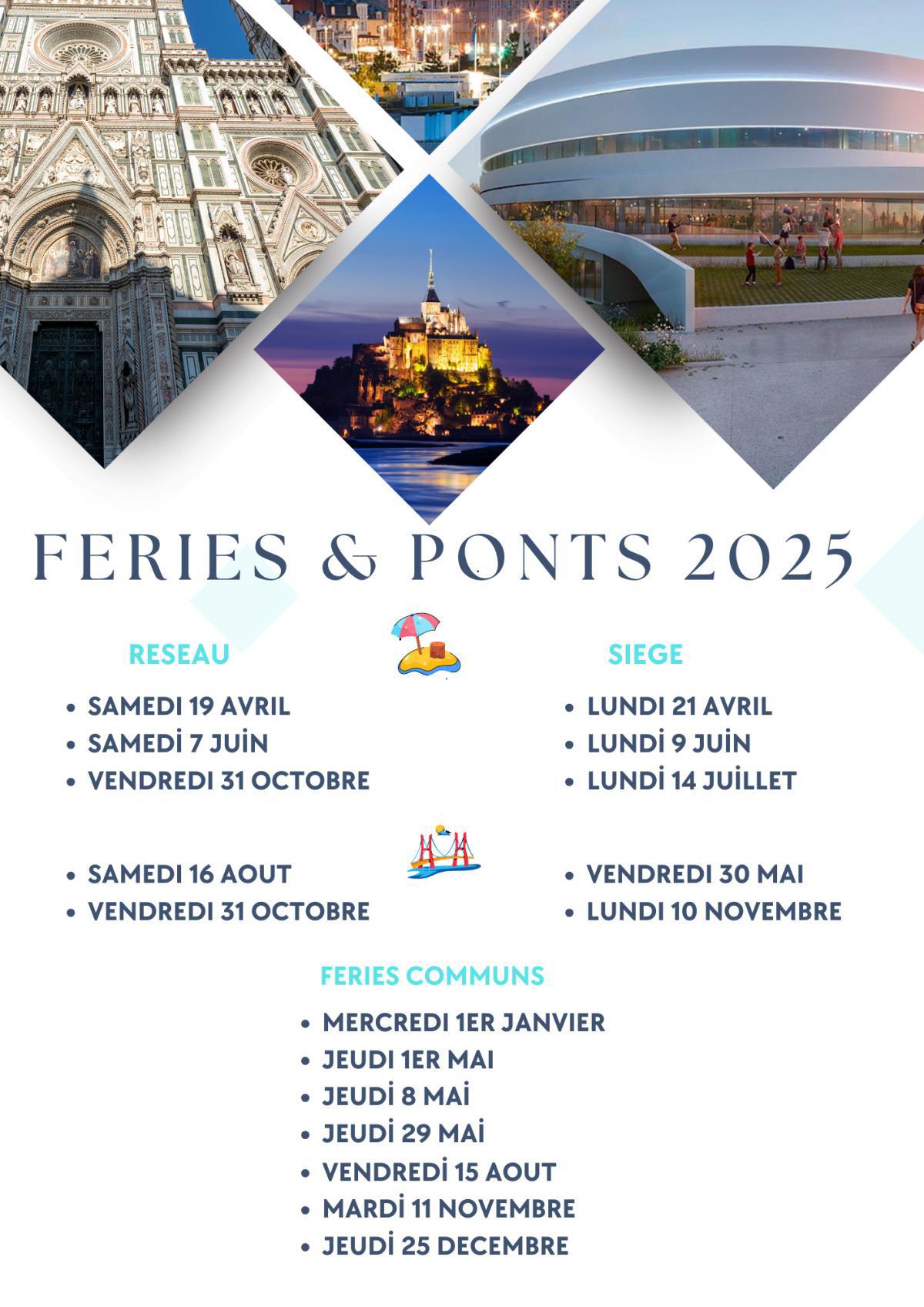 JOURS FERIES ET PONTS 2025