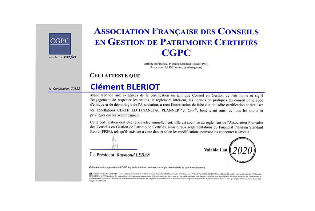 La Certification Conseiller en Gestion de Patrimoine (CGPC) La Certification Conseiller en Gestion de Patrimoine (CGPC)