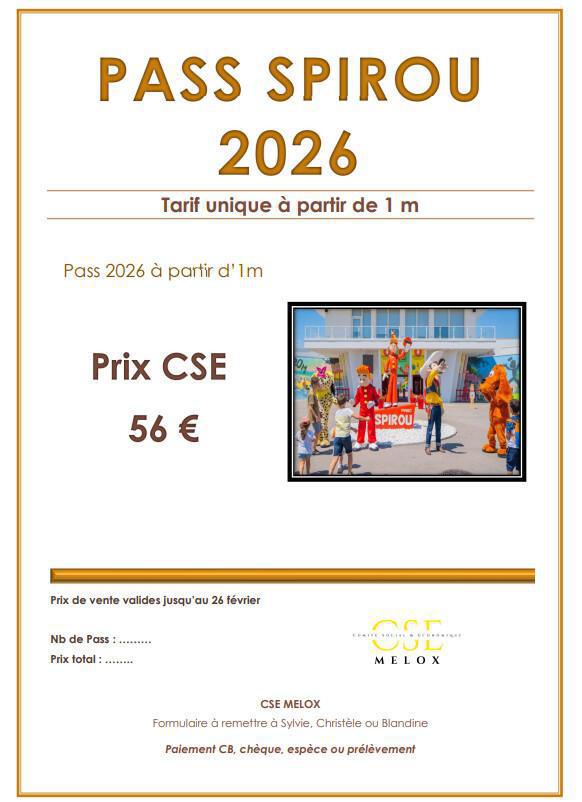 PASS Saison 2026 ! SPIROU