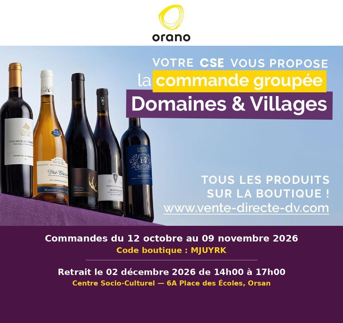 Domaines et Villages : commande groupée du 12/10 au 9/11