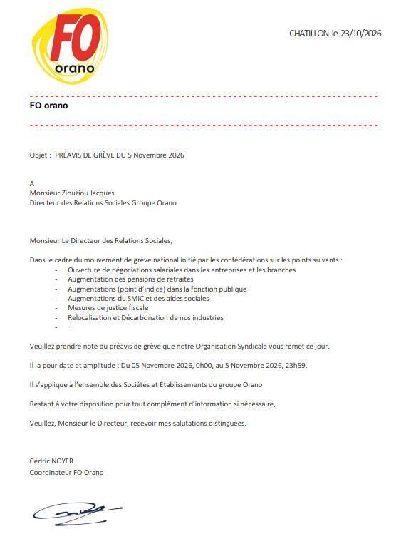 Préavis de Grève 5 Novembre Préavis de Grève 5 Novembre