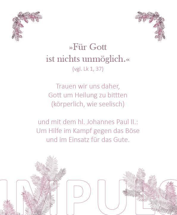 7. KirchBesuch ~ Advent - Impuls: für Gott ist nichts unmöglich 7. KirchBesuch ~ Advent - Impuls: für Gott ist nichts unmöglich