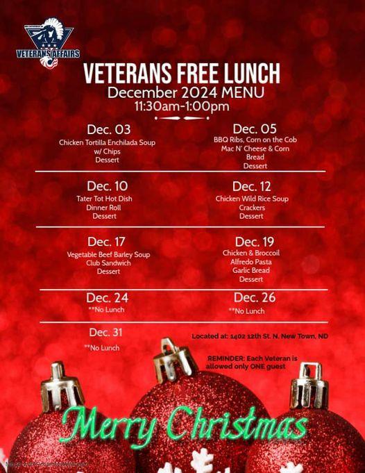 Veterans Free Lunch Menu 