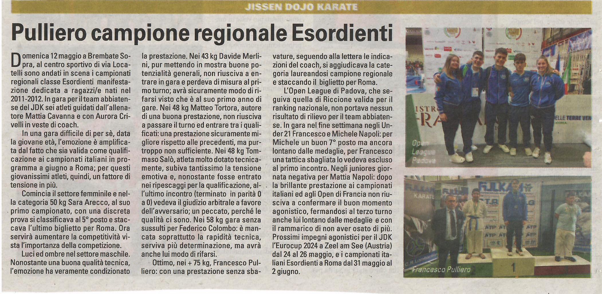 articolo libertà campionati regionali esordienti del 17 maggio 2024