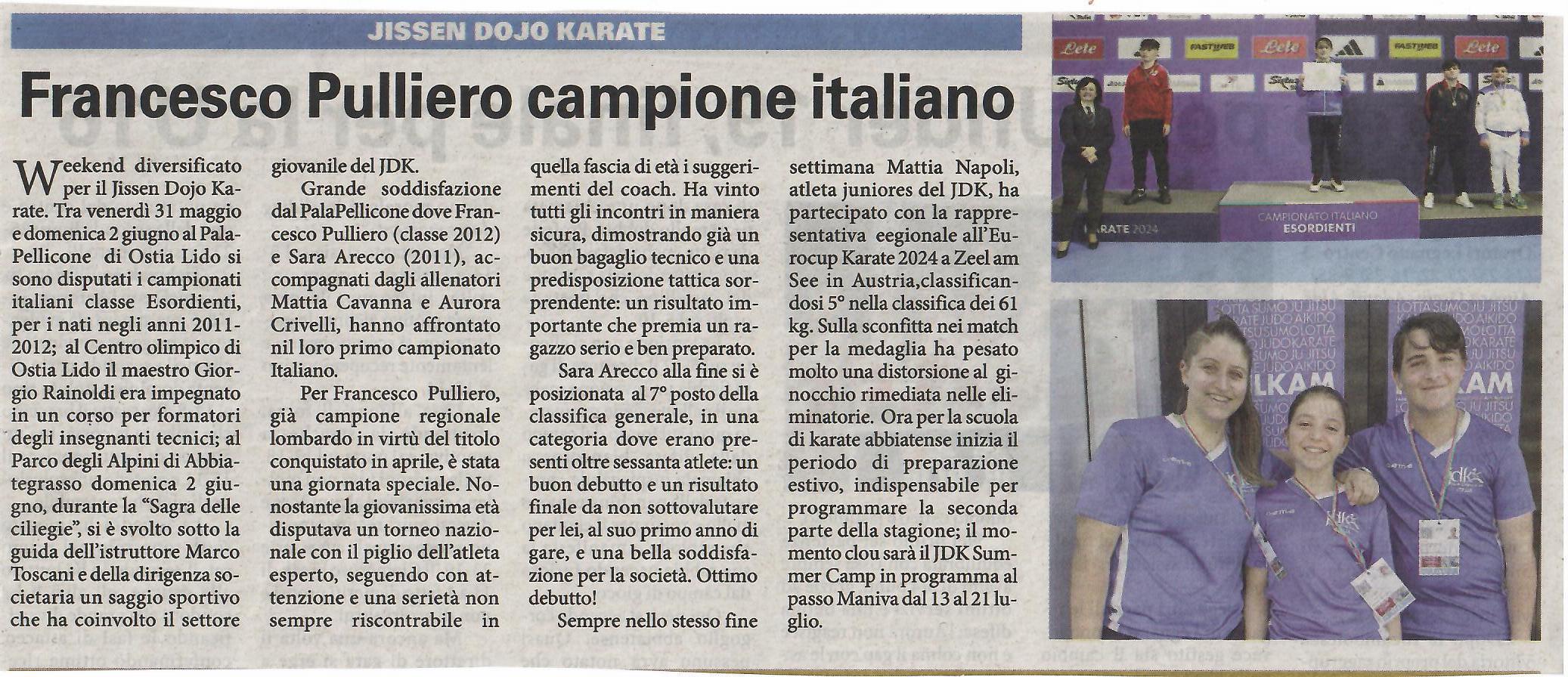 articolo libertà campionati italiani esordienti del 7 giugno 2024