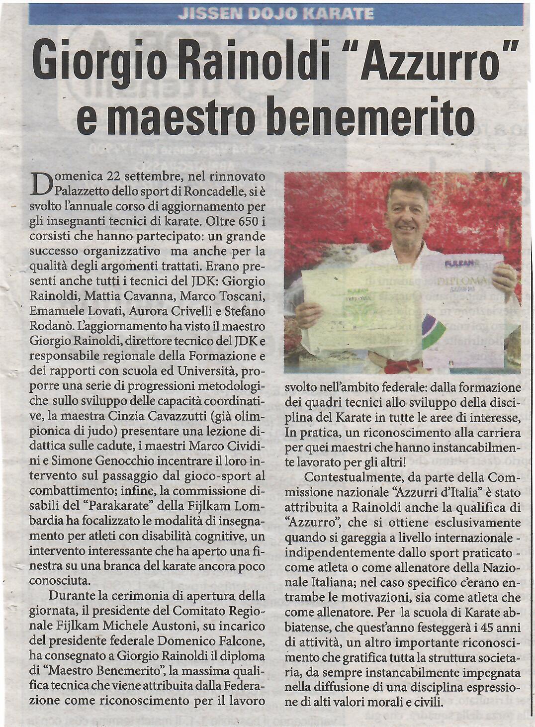 ARTICOLO LIBERTA' MAESTRO BENEMERITO DEL 4 OTTOBRE 2024