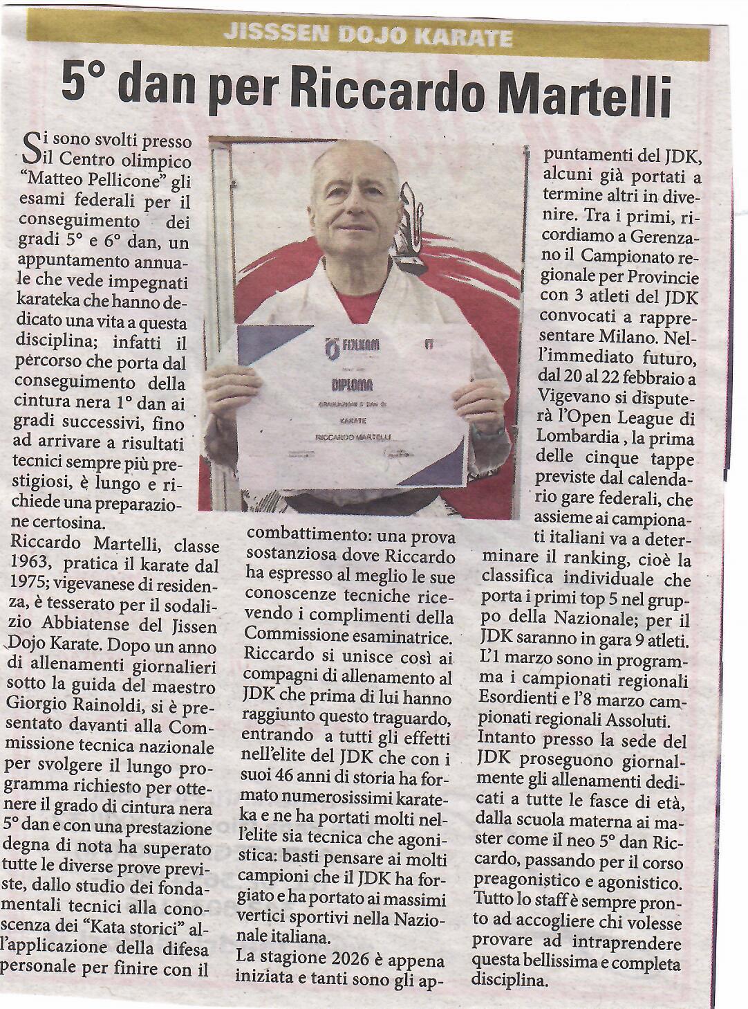 articolo libertà 5° dan riccardo martelli del 13 febbraio 2026