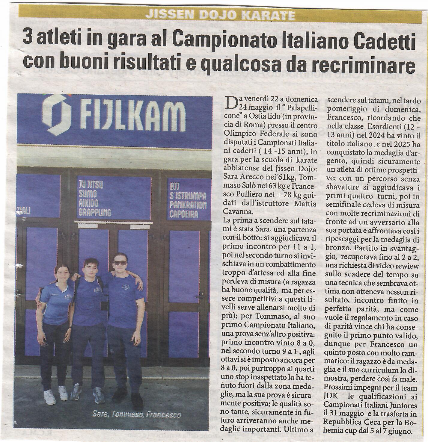 articolo libertà campionato italiano cadetti del 29 maggio 2026