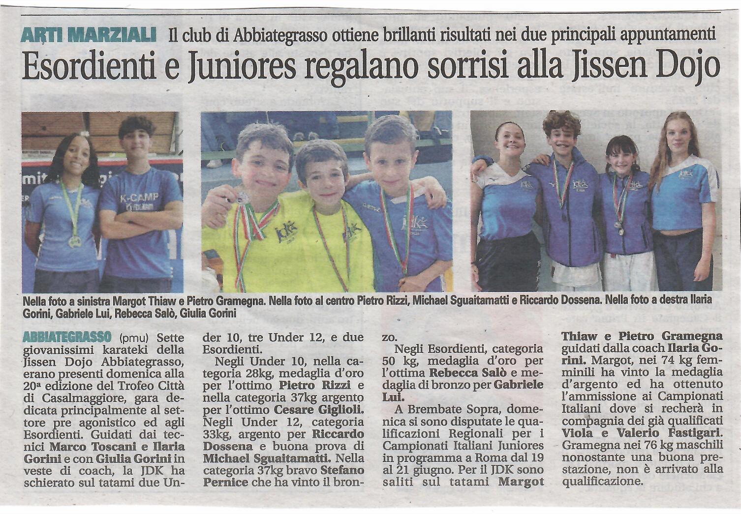 Articolo settegiorno trofeo citta di casalmaggiore e regionali juniores del 5 giugno 2026