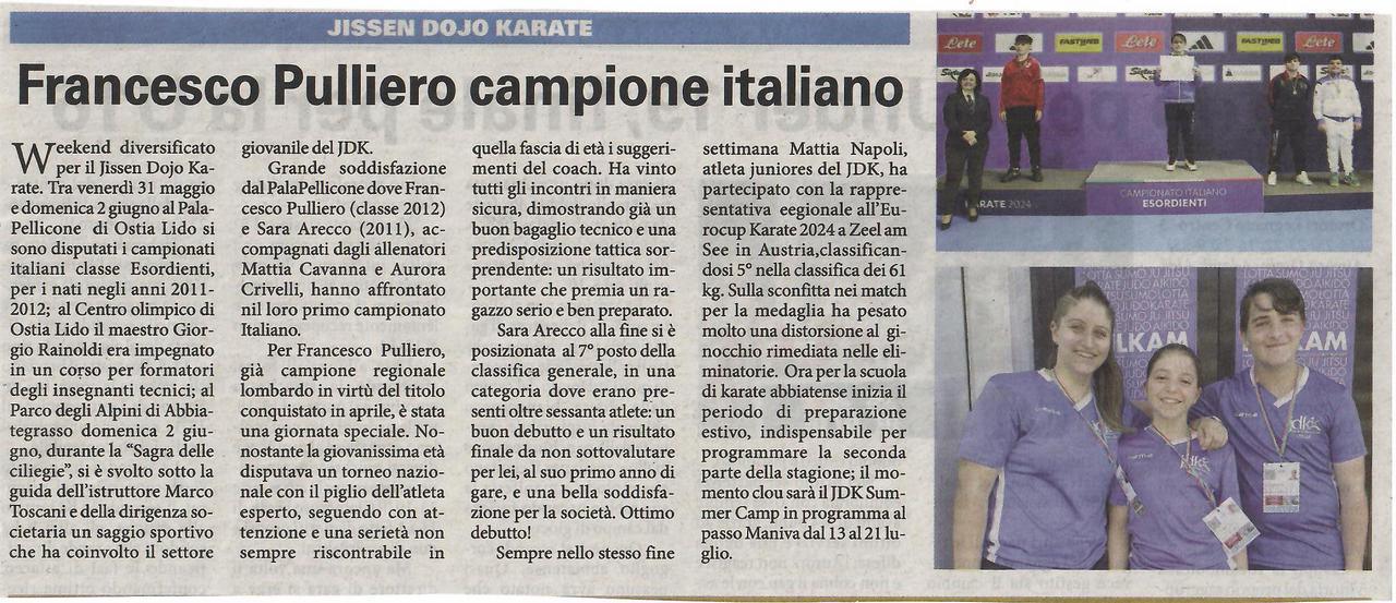 articolo libertà campionati italiani esordienti del 7 giugno 2024