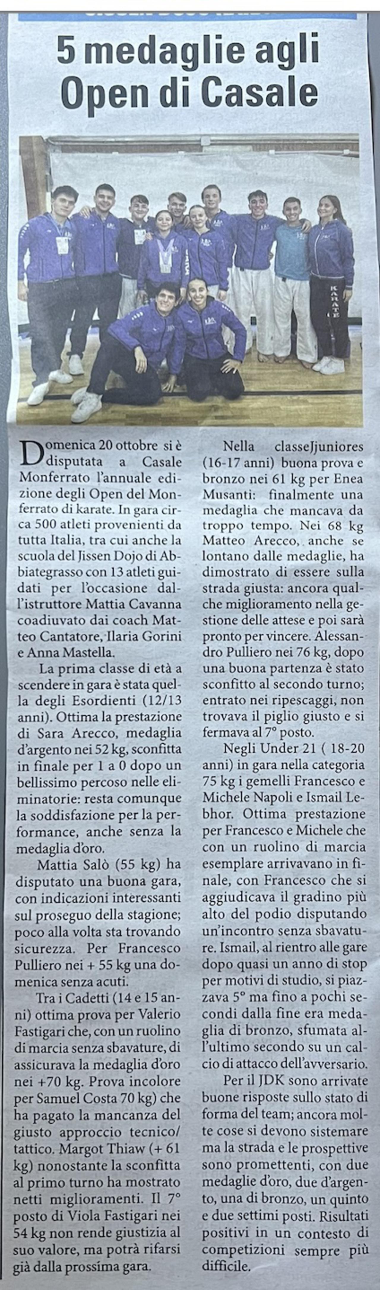 articolo libertà Open di Casale 25 ottobre 2024
