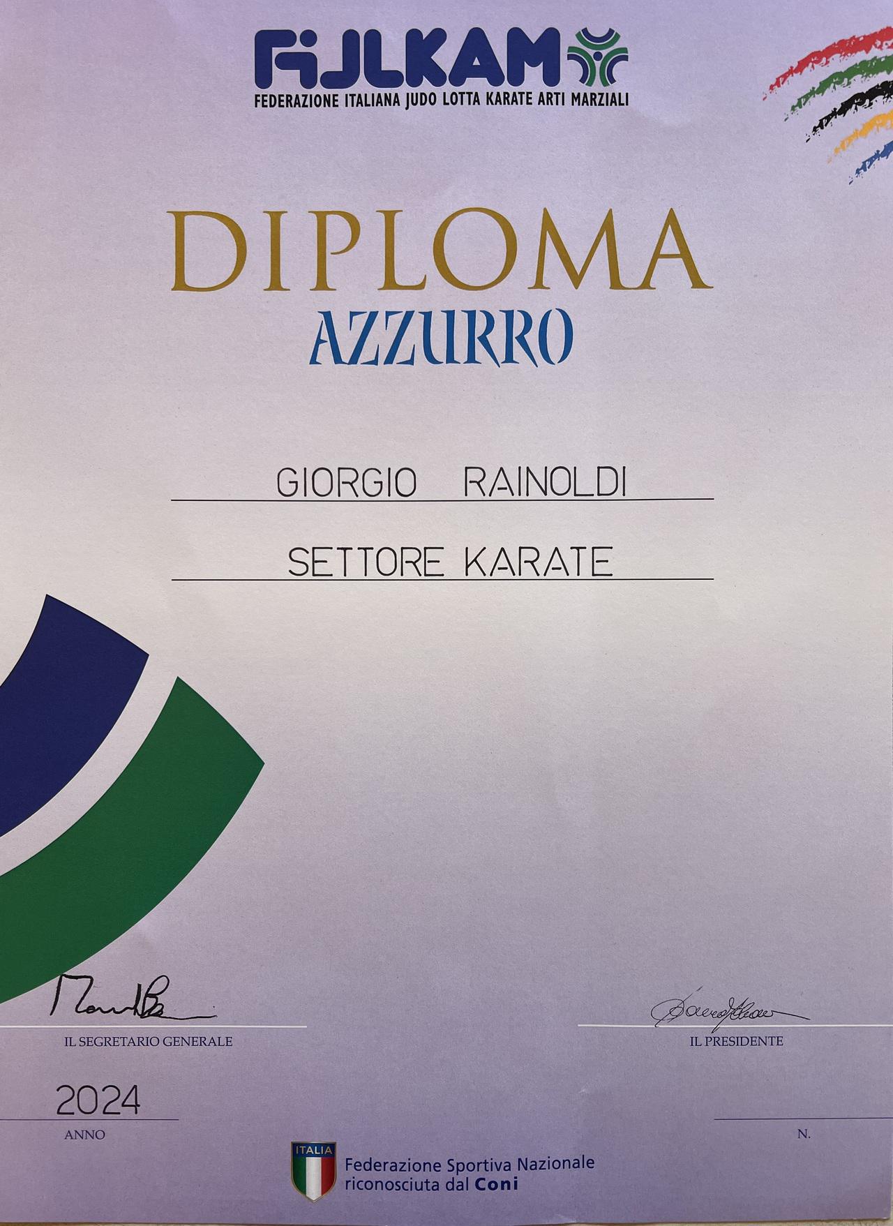 DIPLOMA AZZURRO D'ITASLIA