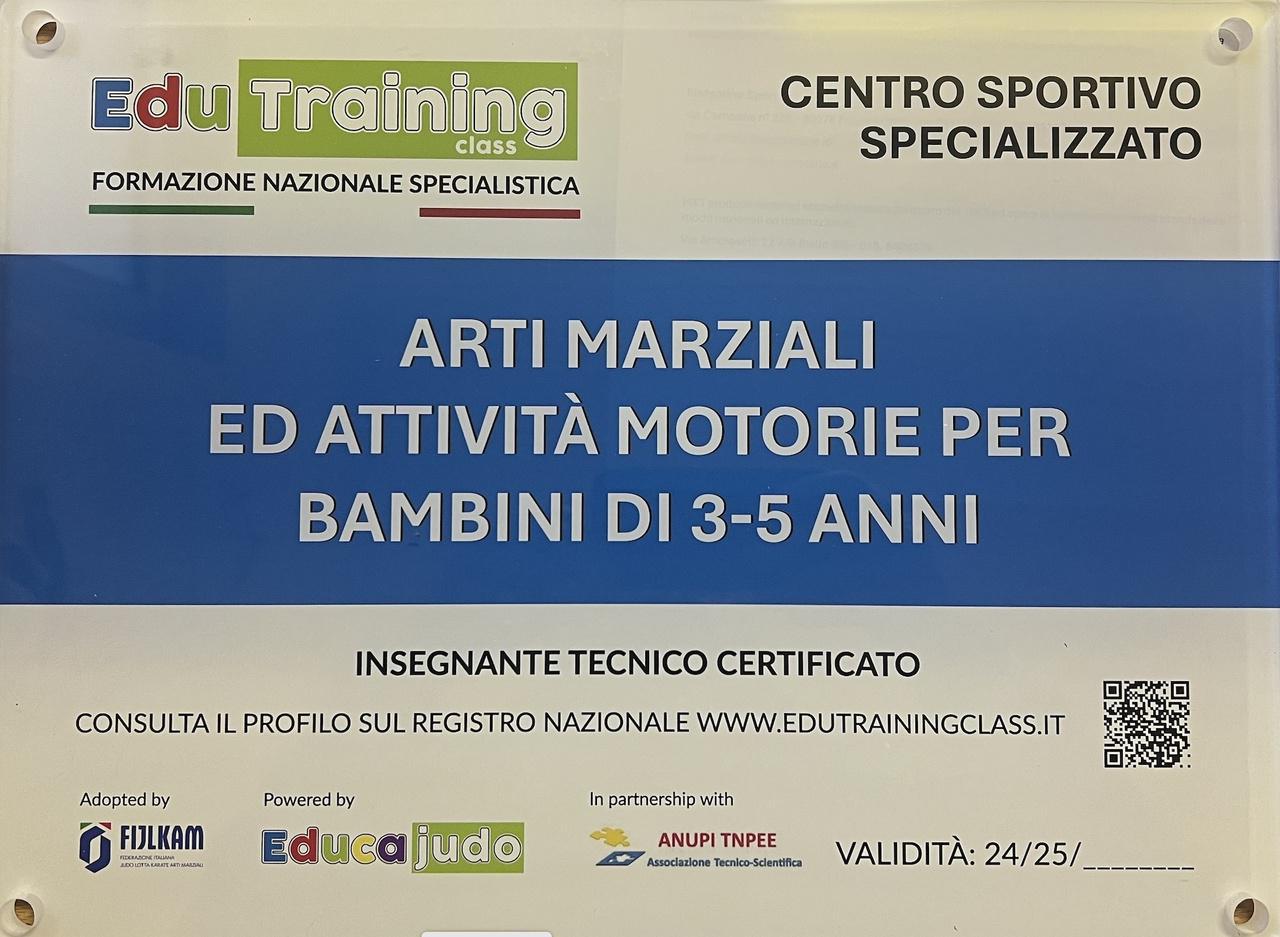 attestato centro sportivo specializzato 3- 5 anni