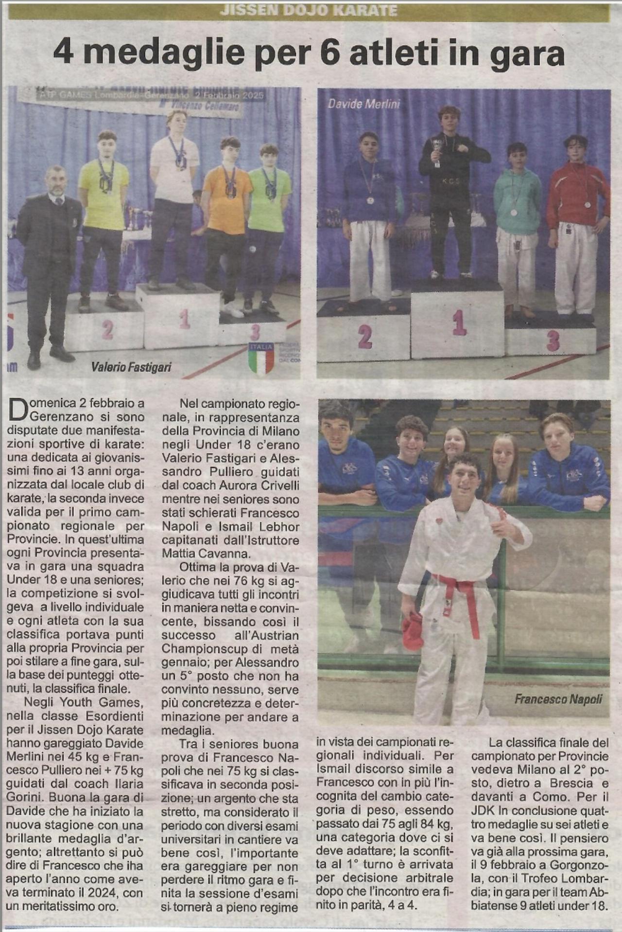 articolo libertà campionato regionale per provincie 7 febbraio 2025