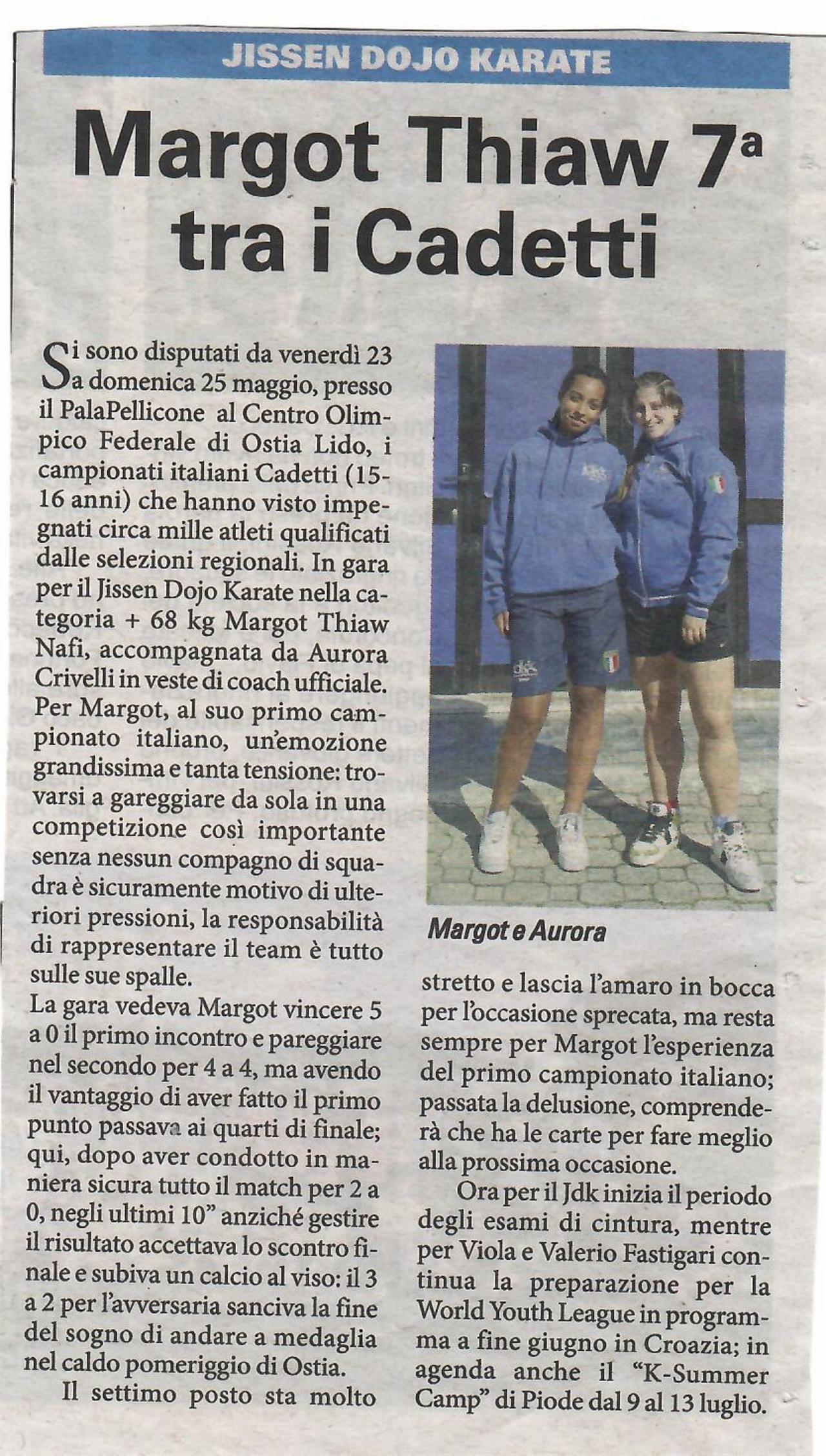 articolo libertà Campionati Italiani cadetti del 30 maggio 2025