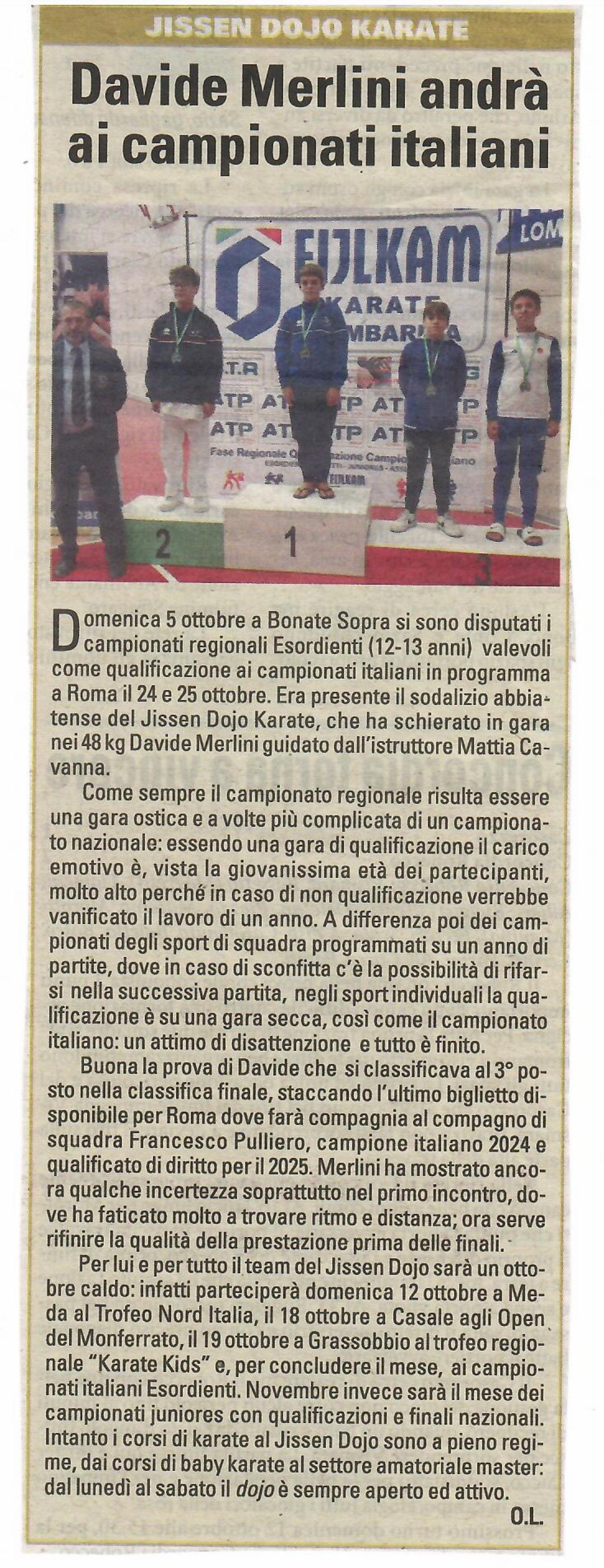 articolo libertà campionati Regionali Esordienti del 10- ottobre 2025