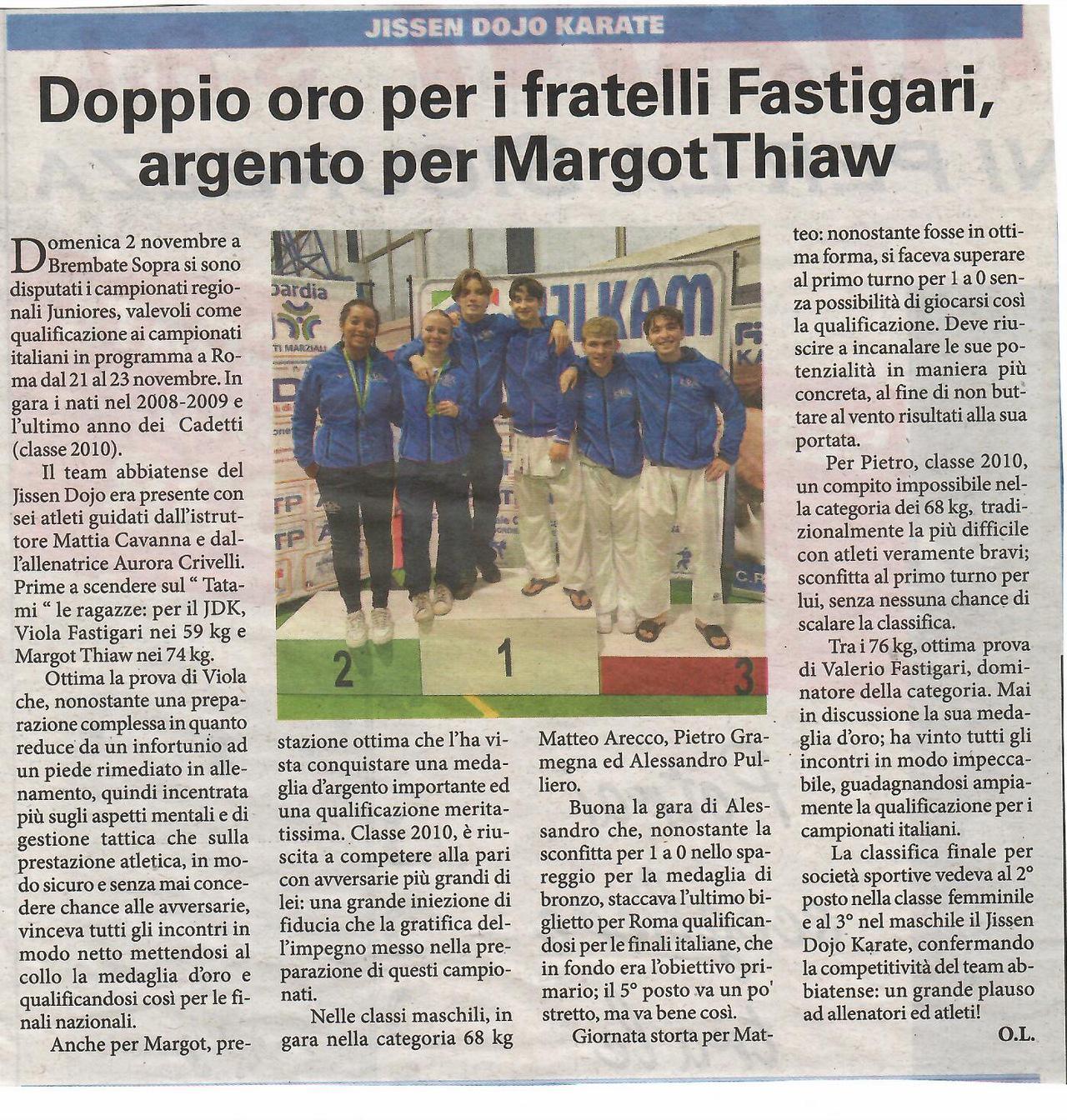 articolom libertà campionati regionali juniores del 7 ovembre 2025