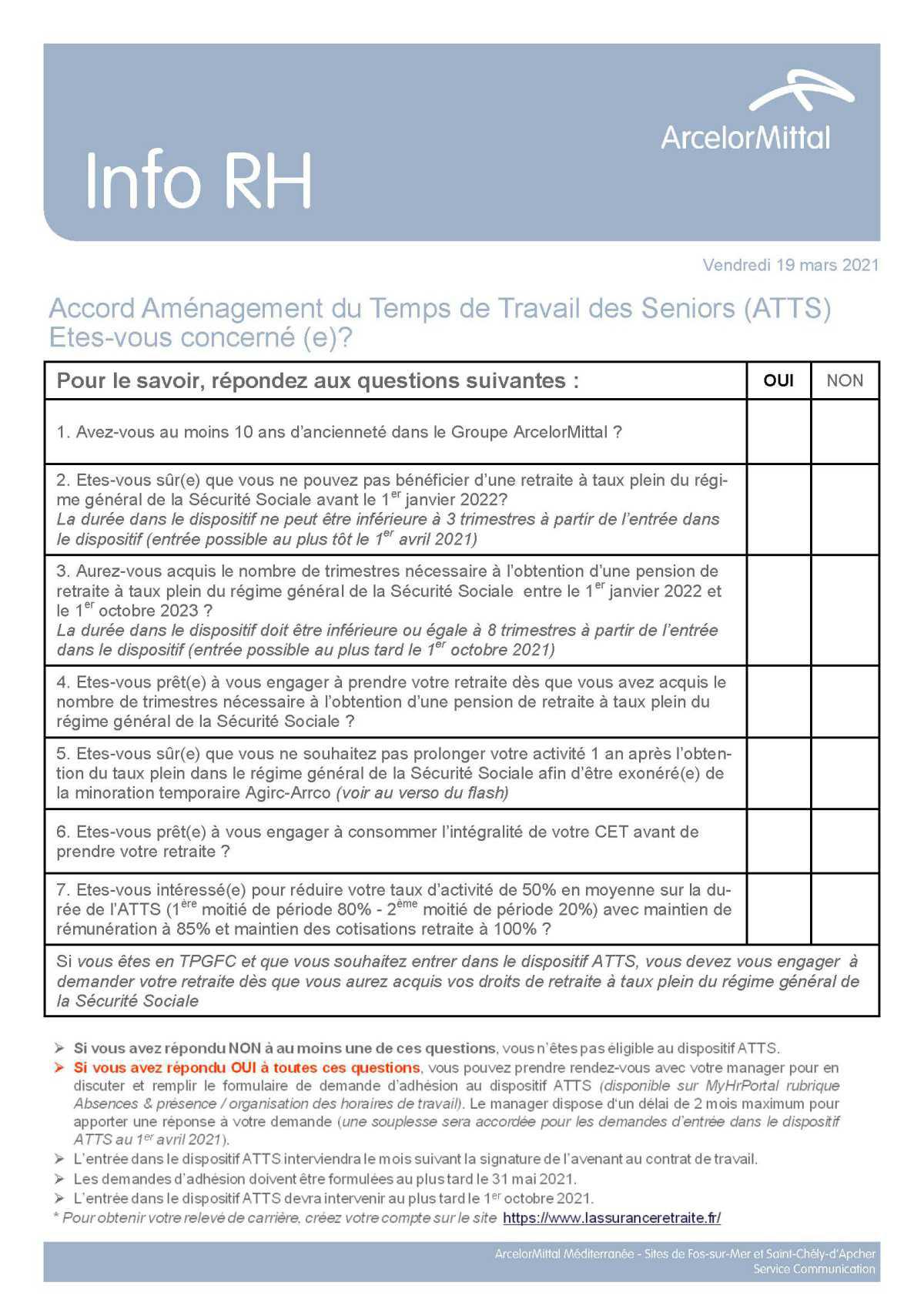 Accord Aménagement du Temps de Travail des Seniors (ATTS) Etes-vous concerné (e)?