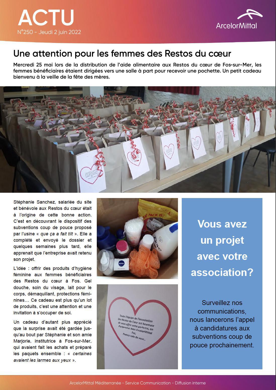 Une attention pour les femmes des restos du coeur