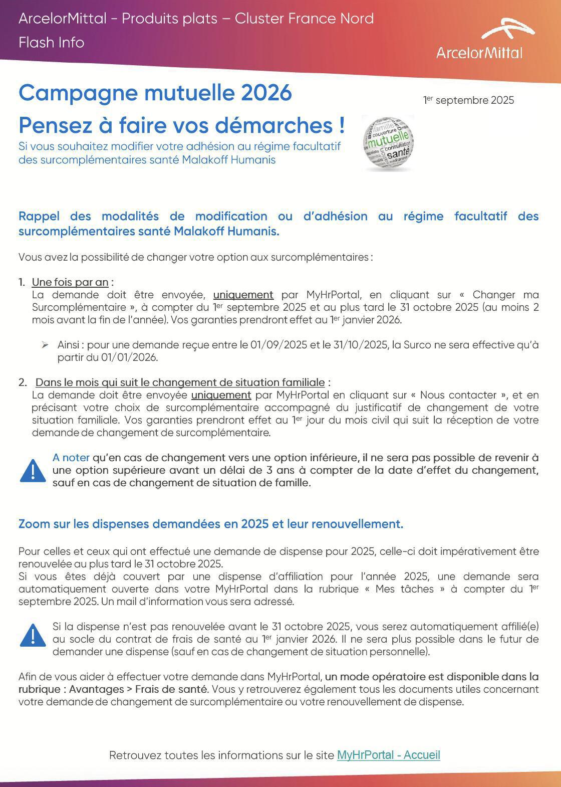 Mutuelle Malakoff Humanis : Dispense ou changement d'option, PENSEZ À FAIRE VOS DÉMARCHES !