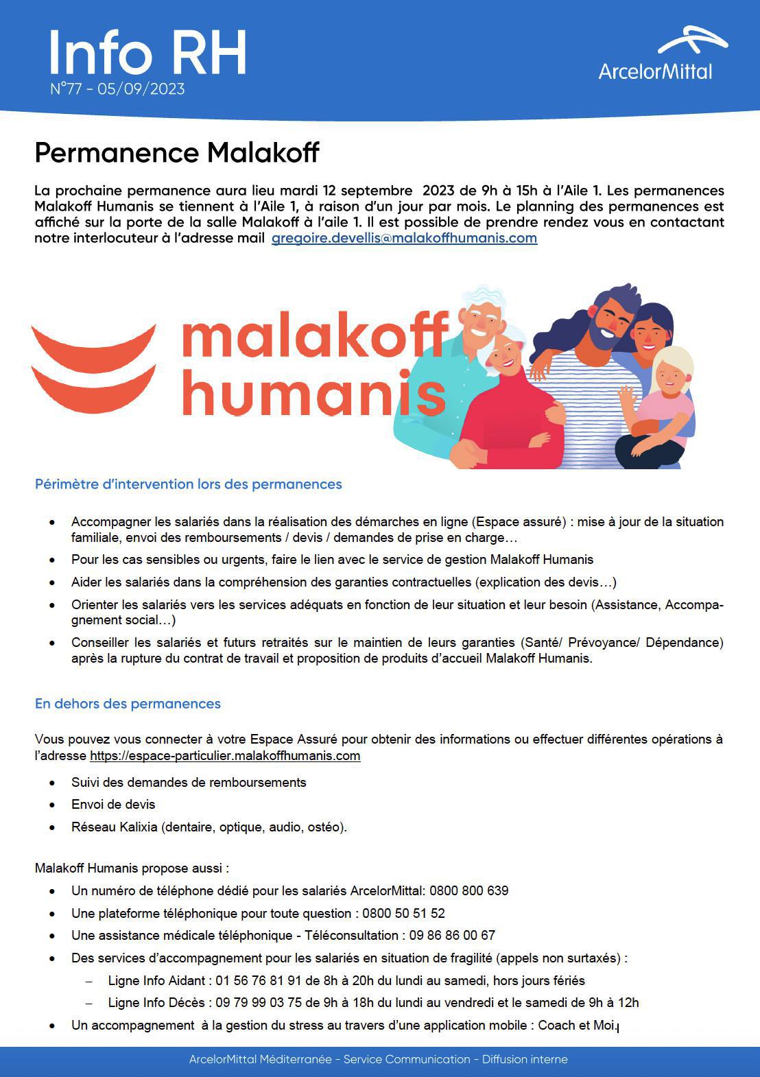 Les permanences Malakoff Humanis reprennent