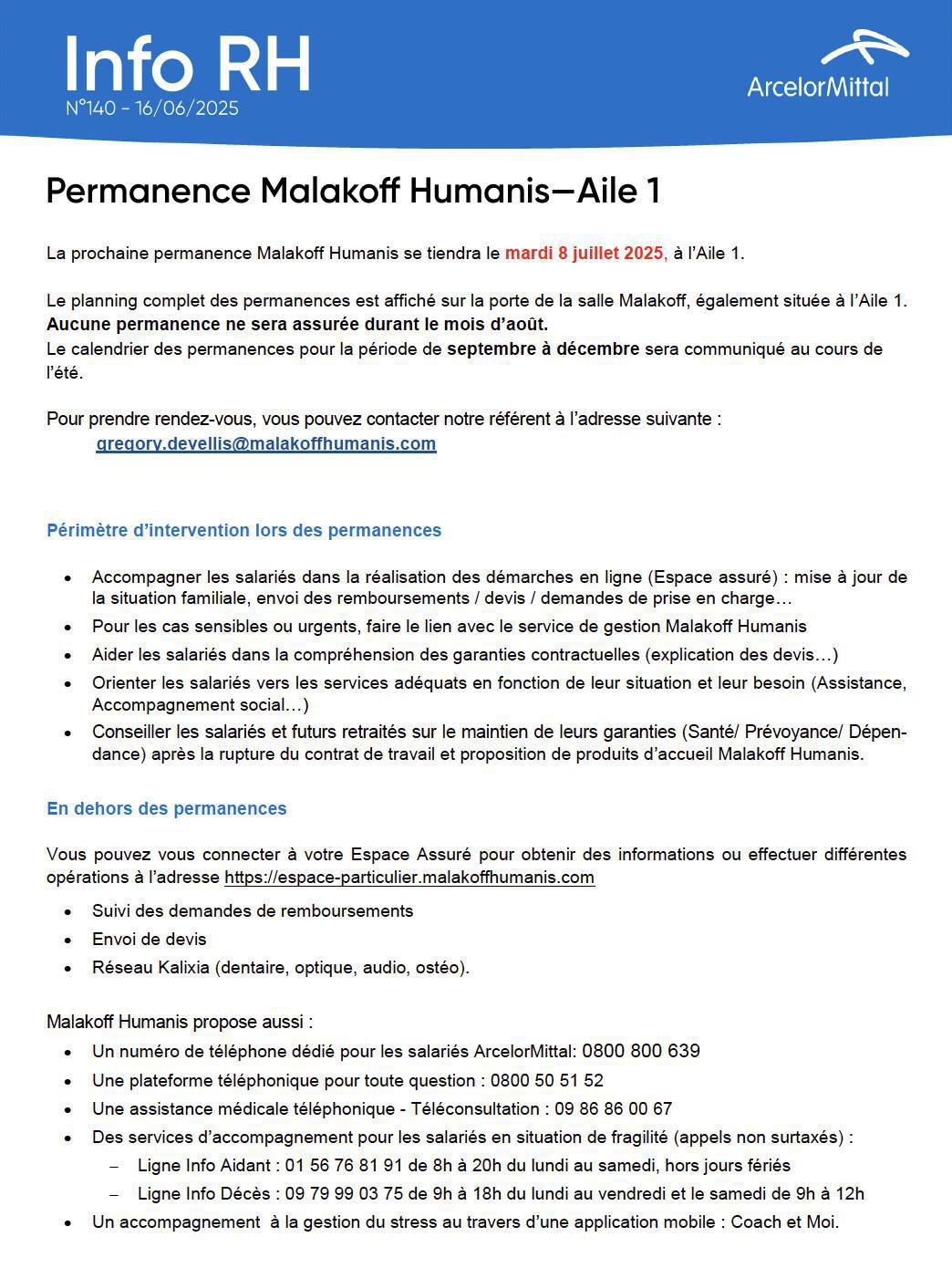 Les permanences Malakoff Humanis Aile 1