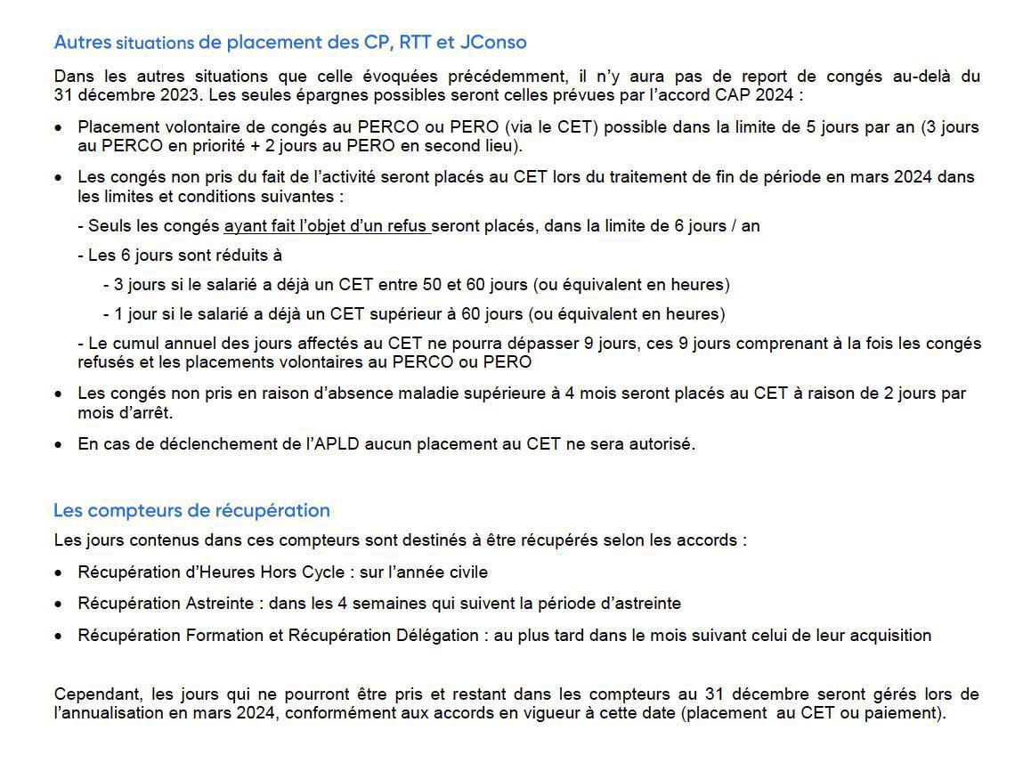 Modalités de gestion des congés sur la fin d'année 2023