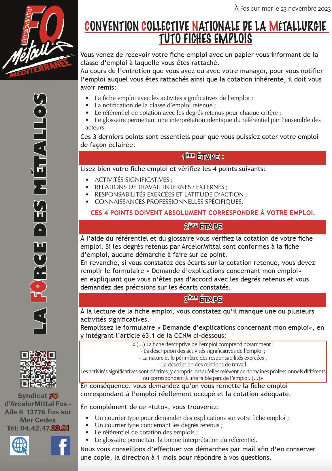 Tutoriel fiches emplois Tutoriel fiches emplois